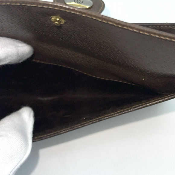 GUCCI Long Wallet PVC Brown Leather GG Superme Checkbook Authentic VINTAGE - Picture 12 of 13